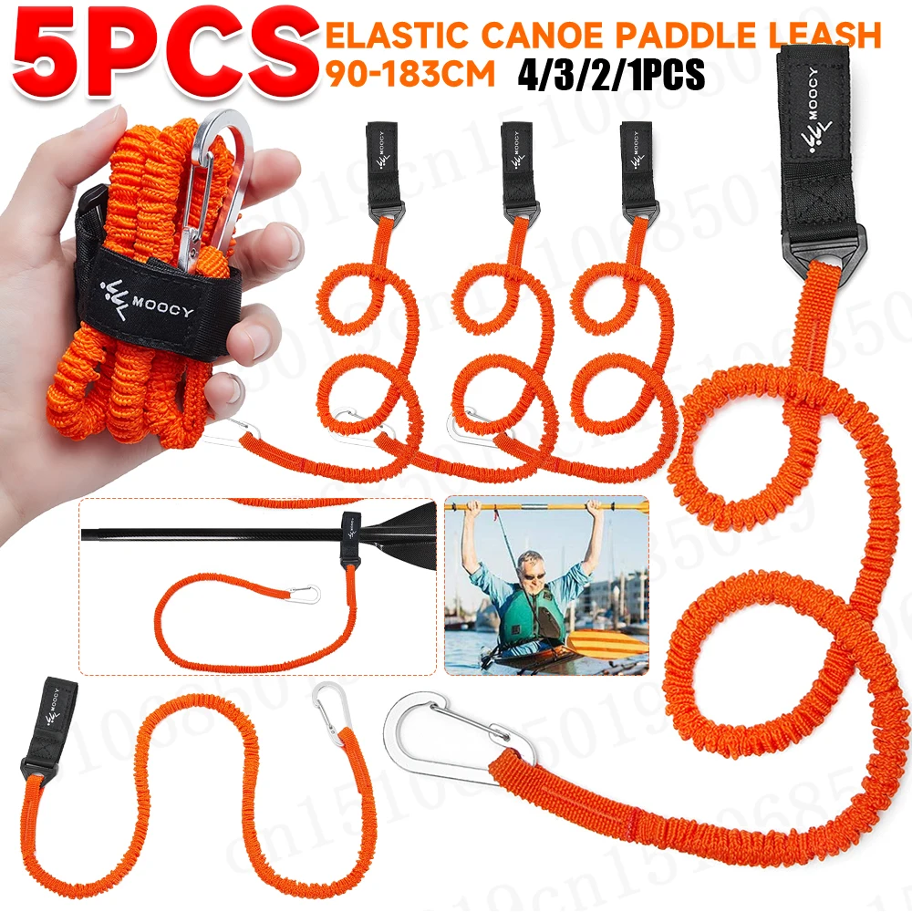 Fishing Kayak Paddle Leash - 5-1PCS Elastic Kayak Canoe Paddle Leash