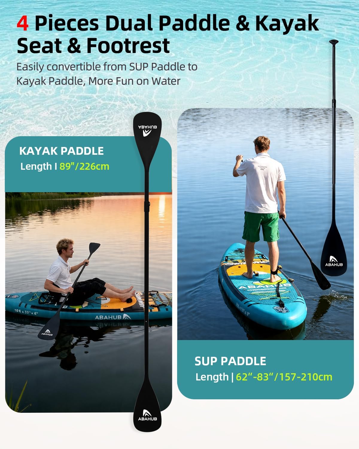 Wide 10.6ft x 31/34in Inflatab - Fishing Kayak Paddle recension och pris