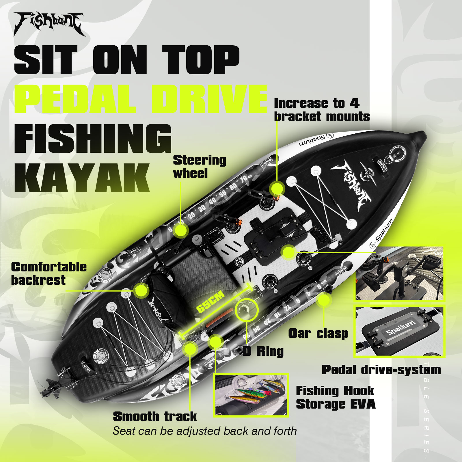 Spatium Pedal Kayak Inflatable - Fishing Kayak Pedal Drive recension och pris